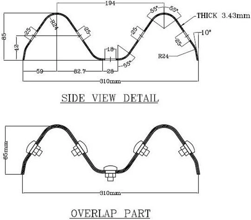 Customized Aluminum-Zinc Alloy Coated Steel Sheet Highway Crash Beams Guardrail 2 or 3 Waves Roll Froming Machinery Production Line